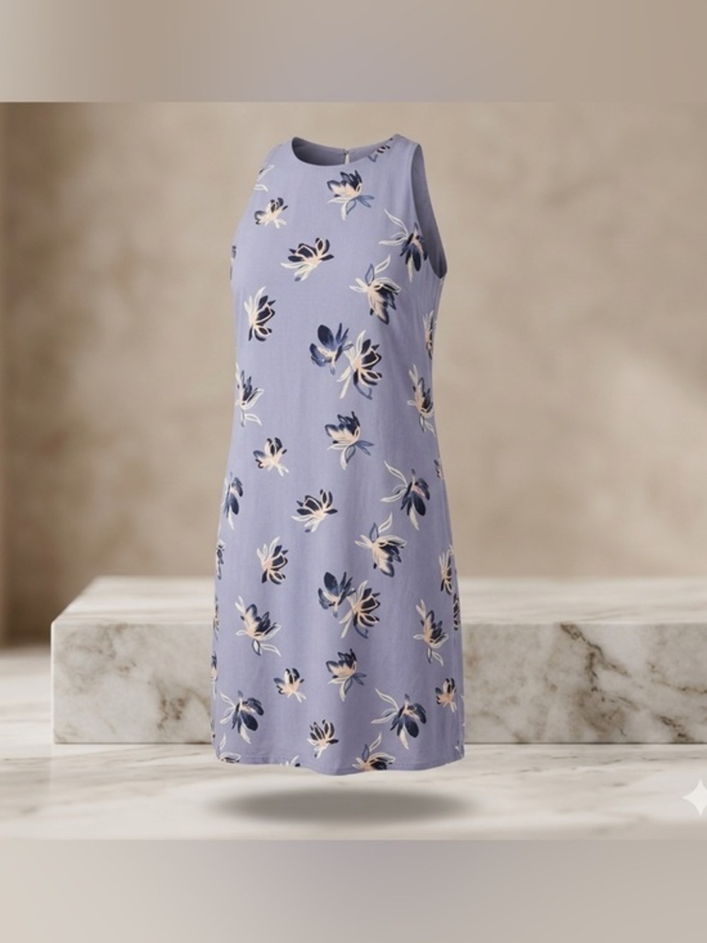 Amour‎ Vert 100% Silk Shift Dress XS Periwinkle Blue Floral Coquette Coastal